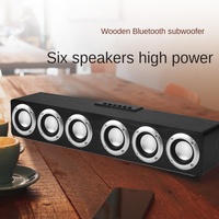 6 Horns Bluetooth Speaker Computer Wood Home Wireless Desktop Audio Card U Disk Speaker High Power Soundbar