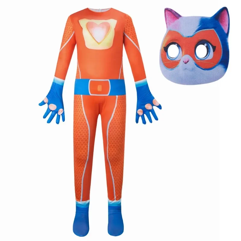 New 2025 Halloween Anime SuperKitties Cosplay Costumes for kids Jumpsuits Boys Girls Super Cat Fancy Carnival Birthday Part 94ly
