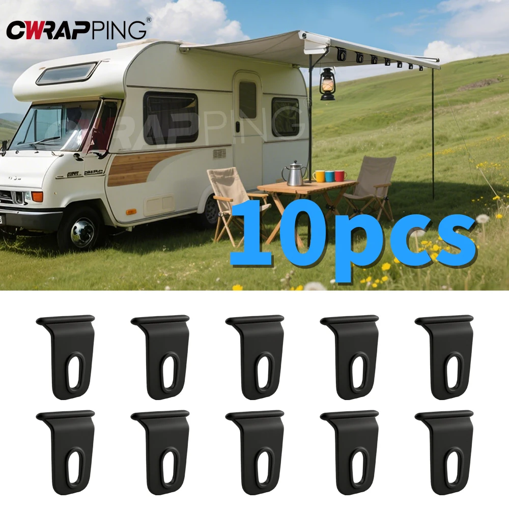 RV Awning Hooks Sturdy White/black Clothes Hook Racks Camping Awning Hooks Clips Hats Tent Light Hangers Universal 5/10pcs