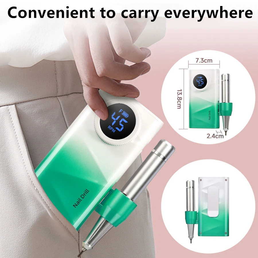 Professional Electric Nail Drill Kit, 45000 RPM Rechargeable Nail File with Bits and Nail Art Base Drill Hole Position Nail Tool Kit for Polishing Gel Acrylic Nails, Nail Machine for Salon Manicure And Home DIY Use