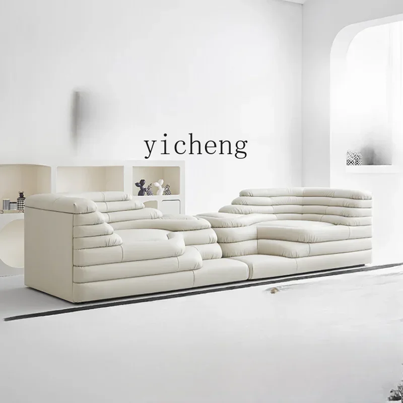 ZF Leather Sofa Personalized Creative Villa Straight Row Terrace Sofa