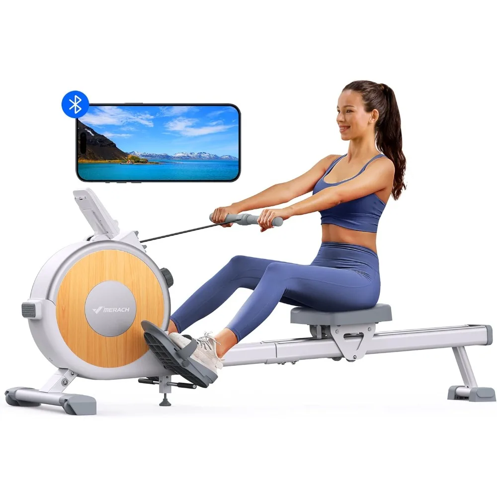 Rowing Machine, Magnetic Rower Machine for Home, 16 Levels of Quiet Resistance, Dual Slide Rail with Max 350lb Weight Capacity