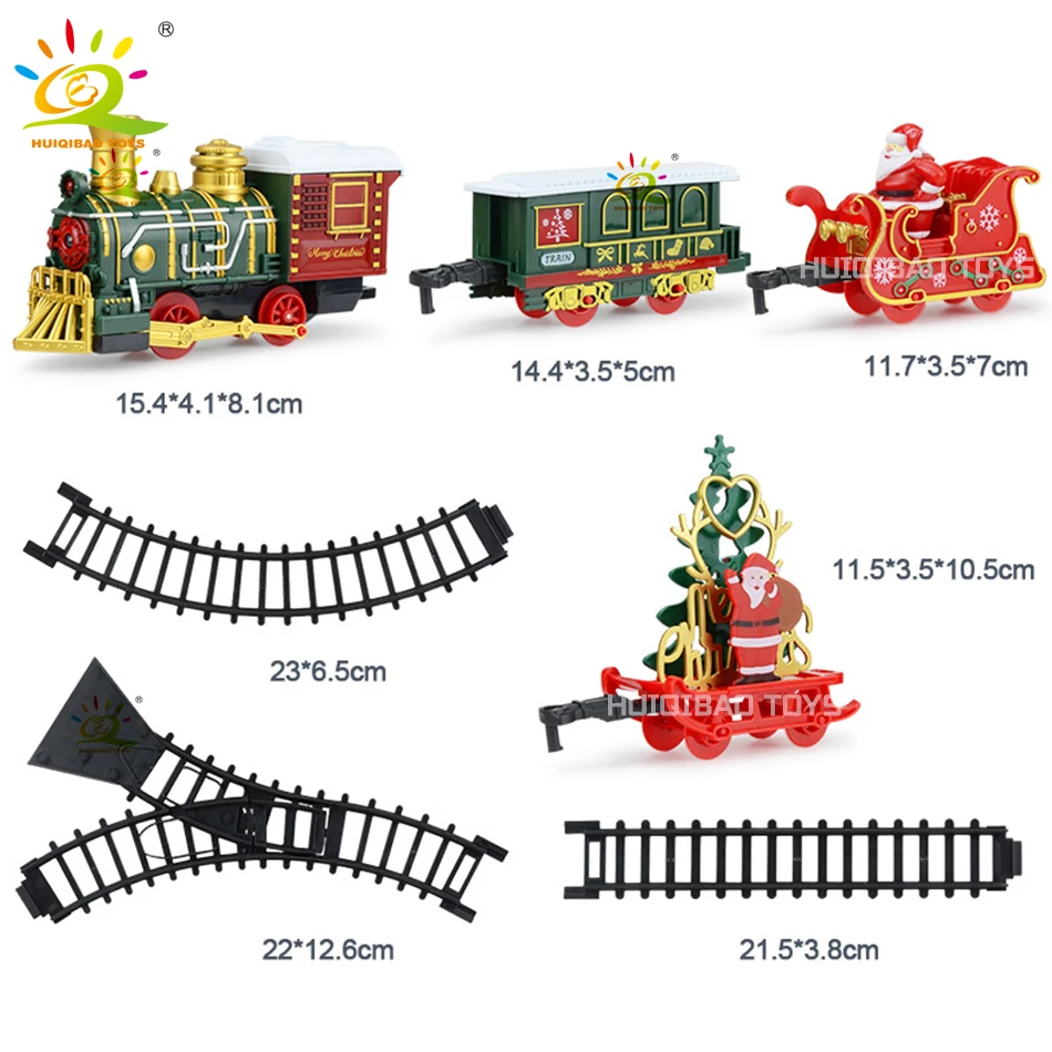 HUIQIBAO Albero di Natale Treno Elettrico Tracce Set Babbo Natale Auto da carico con Suoni di Natale Luci Giocattoli per Adulti Regalo di Capodanno