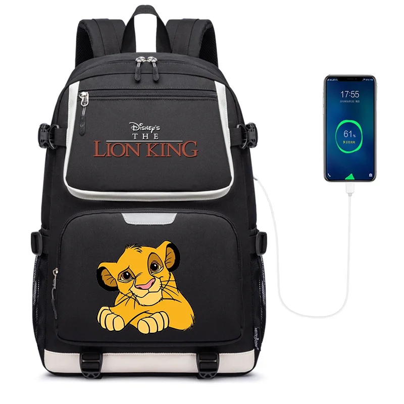 

Disney The Lion King Simba USB Large Capacity Teenagers Schoolbags Women Men Laptop Travel Backpack Boys Girls School Book Bags