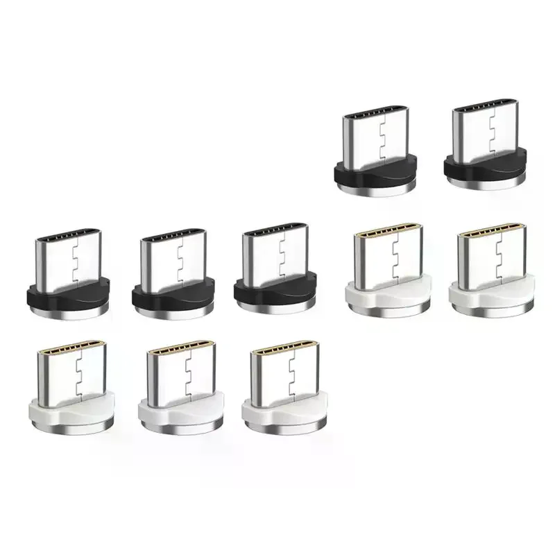 10Pcs Type C Magnetic Charging Head 2.4A Fast Charge Data Transmission Replacement Aluminum Alloy Connector