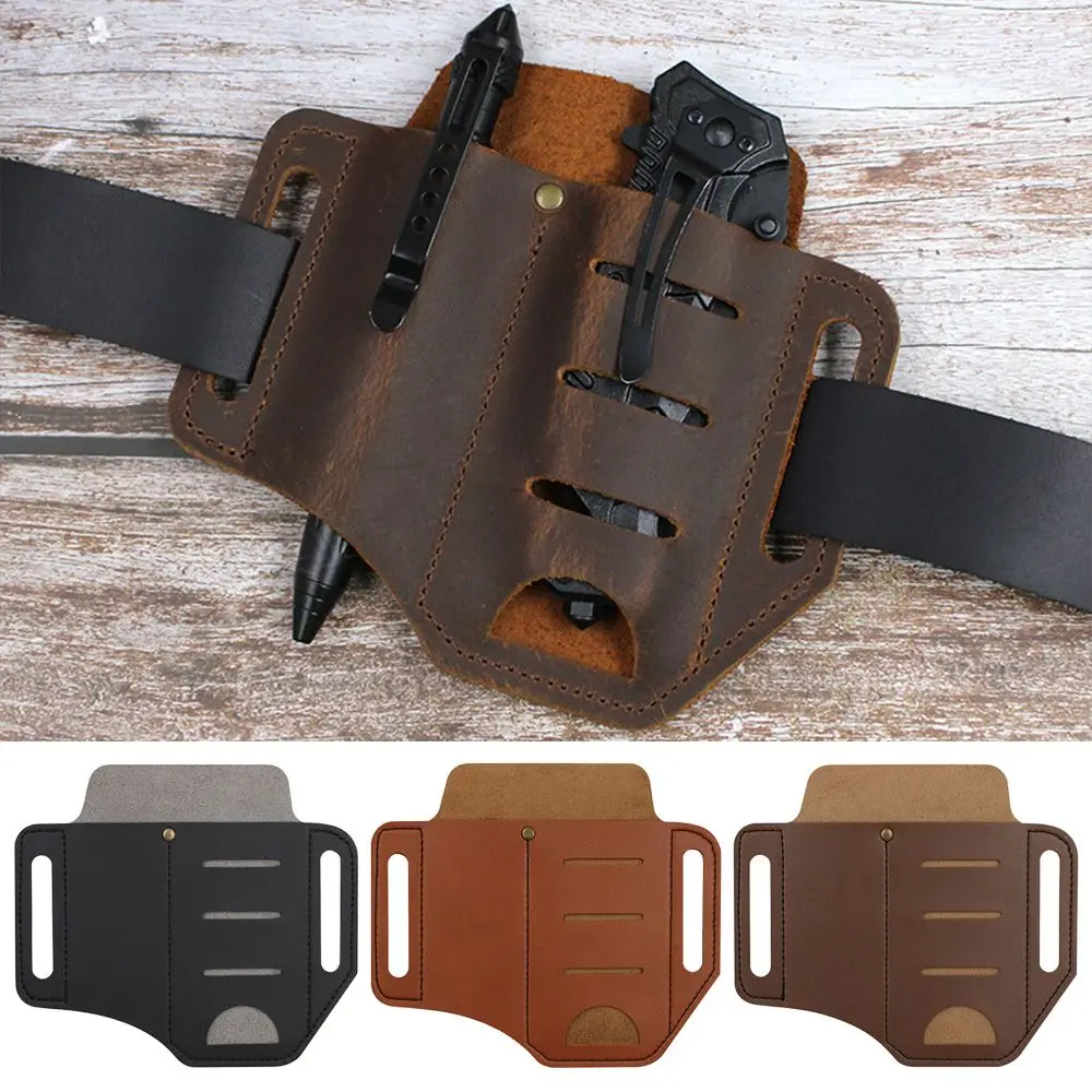 Flashlight Waist Belt Loop Case Holder Camping Fold Knife Scabbard Tool EDC Leather Sheath Pocket Hunt Camp Carry Equipment bag