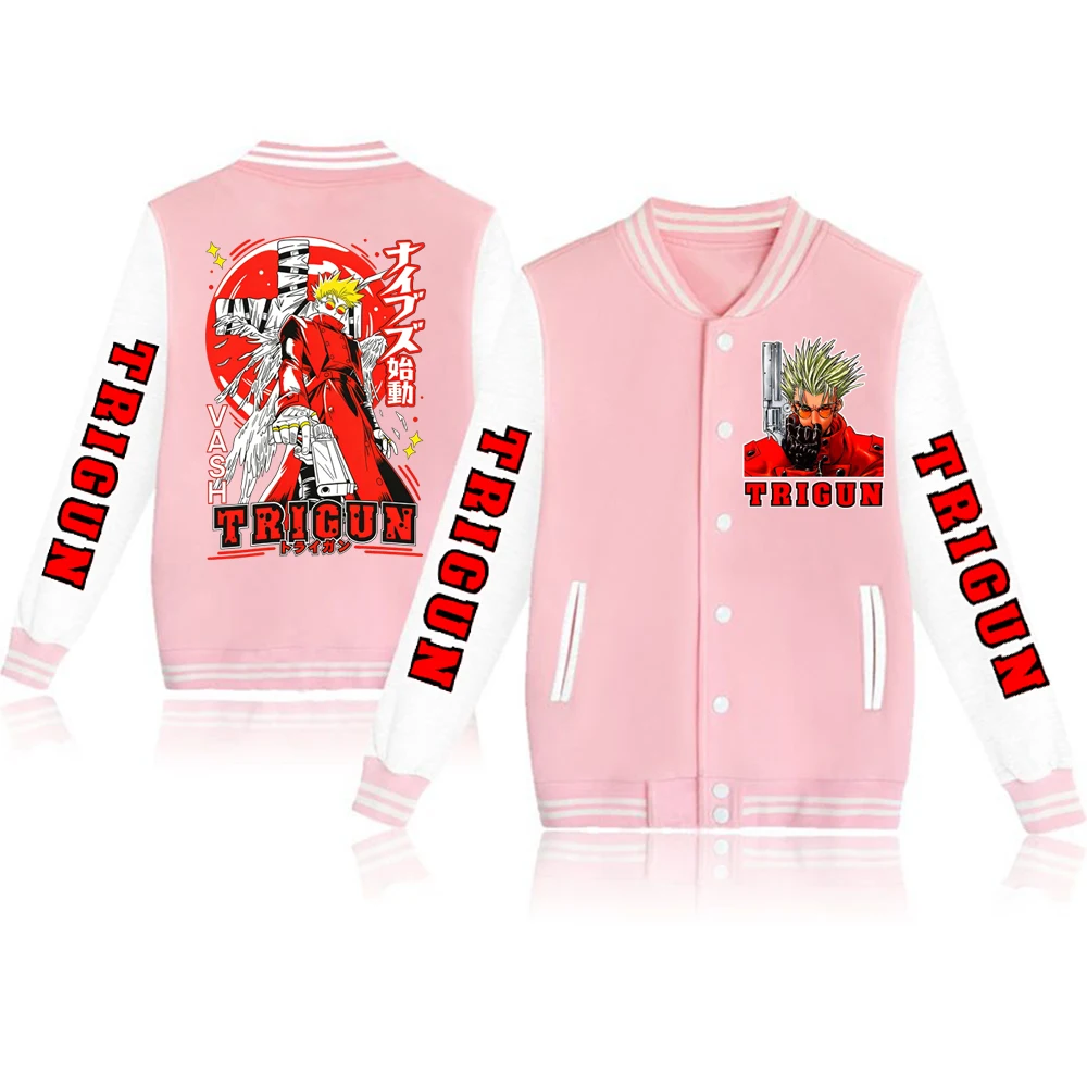 Anime Trigun Baseball Uniform Hoodie Jacket Harajuku Long Sleeve Sweatshirt Fan Gift