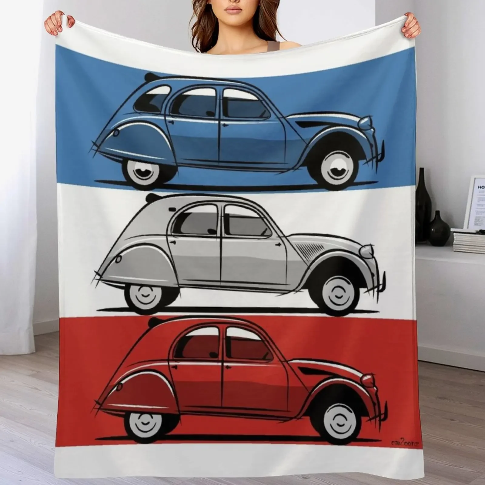 Citro?n 2CV red, white and blue Throw Blanket Furrys Decorative Sofa Moving Furry Blankets