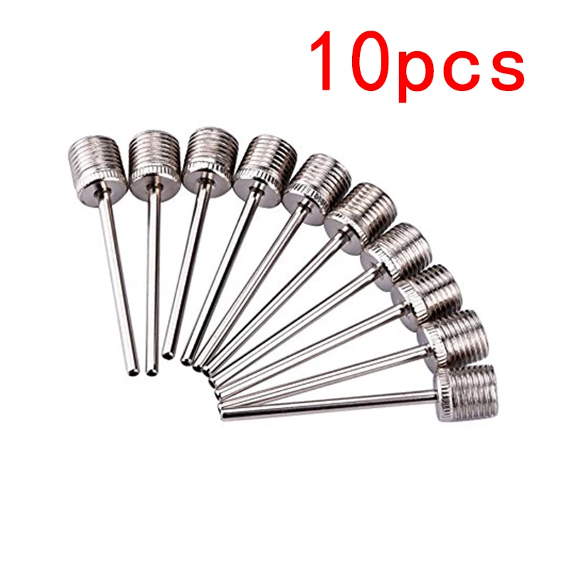 Inflando agulha bomba pino, agulha de aço inoxidável, válvula de ar adaptador, esporte bola, futebol, basquetebol, futebol, 10pcs