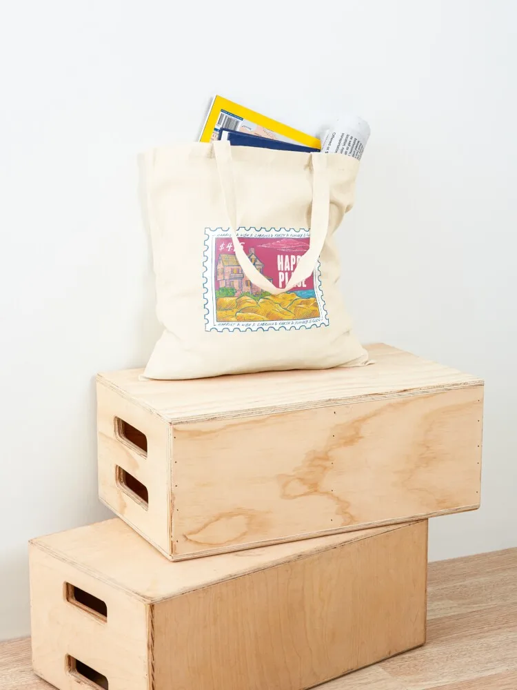 ختم كوخ من Emily Henry's Happy Place Tote Bag حقيبة الشاطئ حقائب السيدات حقيبة المتسوق قماش المرأة