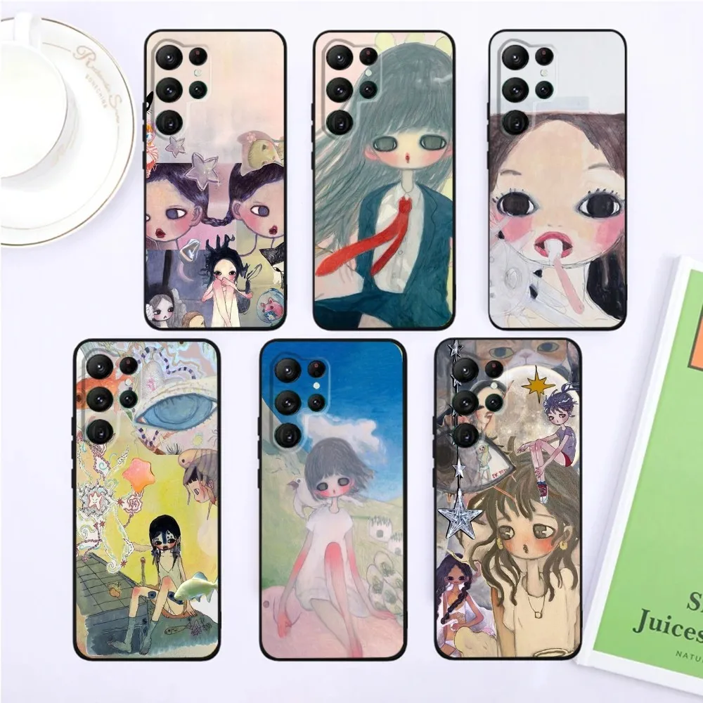 A-Aya Takano Japanese painter Phone Case For SamsungS24,S23,S22,S21,Ultra Pro S10,S30Plus,S9,20lite Black Cover