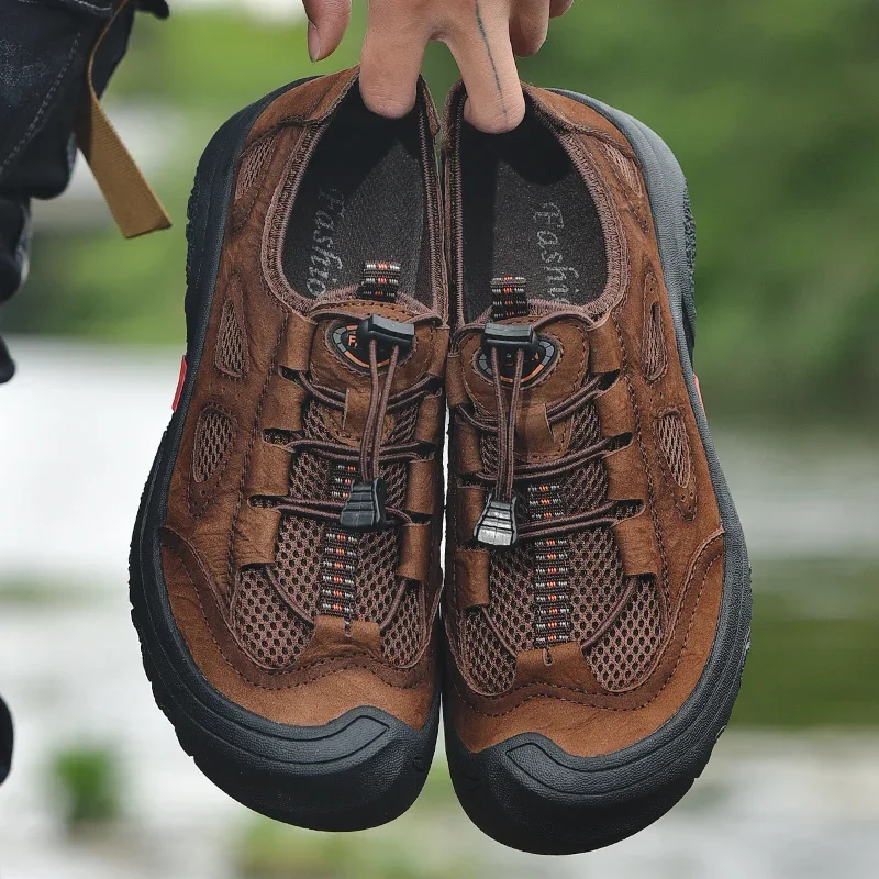 Уличная мужская повседневная обувь, мужская обувь из натуральной кожи, брендовая обувь для скалолазания и пешего туризма, дорожная обувь, дышащие мужские кроссовки, летняя обувь Уличная мужская повседневная обувь, мужская обувь из натуральной кожи, брендовая обувь для скалолазания и пешего туризма, дорожная обувь, дышащие мужские кроссовки, летняя обувь