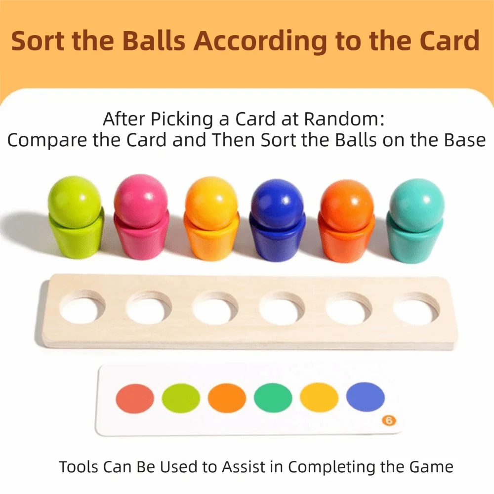 Creative Montessori Color-matching Ball Toys Clip Spoon Wooden Color Matching Game Stacking Cup Geometric Shape