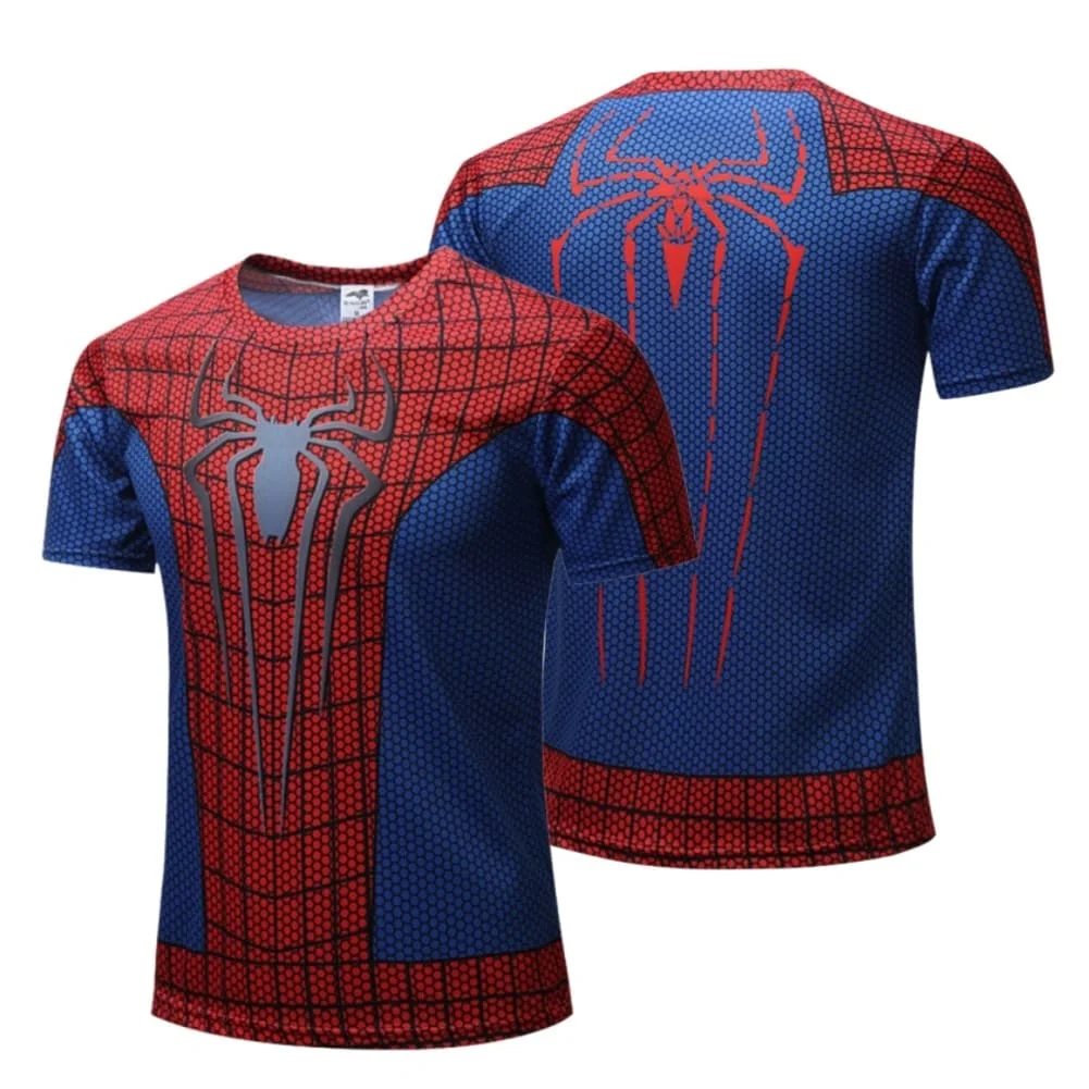 Eltern-Kind Spider Hero 3D-Druck Kurzarm-T-Shirt Rot Blau Gold Anzugmuster 100% Polyester Atmungsaktiv Familien-Set – Detail 8