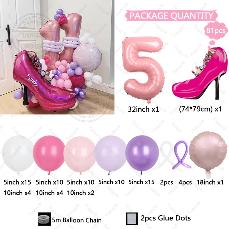 81 قطعة من بالونات فويل بكعب عالٍ لعيد الحب للفتيات وحفلات أعياد الميلاد وحفلات أعياد الميلاد وحفلات الزينة التذكارية والهدايا #5