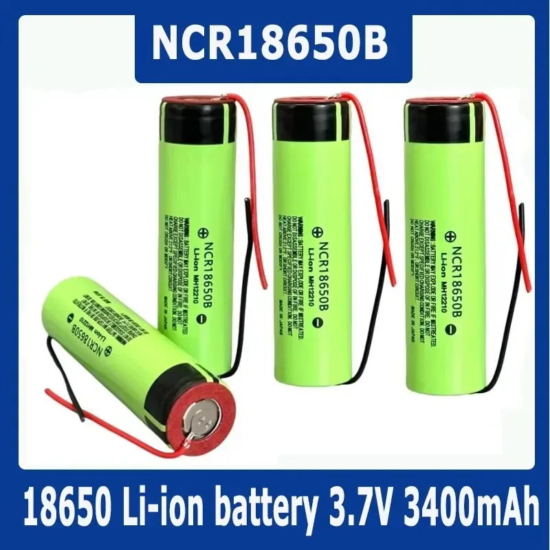 New Original NCR18650B 3.7v 3400mAh 18650 Li-ion Rechargeable Battery Welding Silica gel Cable DIY