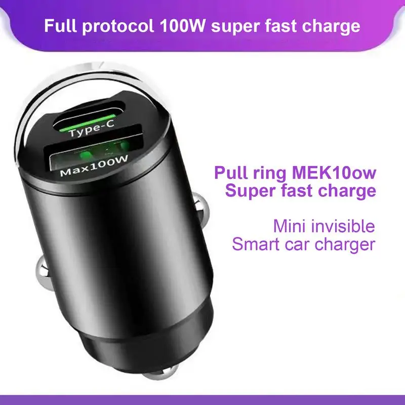 100W USB Car Charger Duals Ports Fast Charging Car Phone Charger For iPhone SamsungXiaomi Quick Charge 3.0 Type C Charger In Car