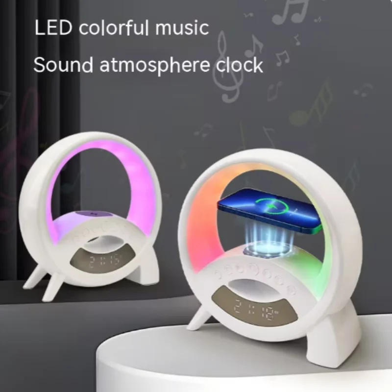 Alarm Clock Display Portable Sound Box White Noise Caixa De Som Bluetooth Speaker Wireless Charging Music Center with LED Lights