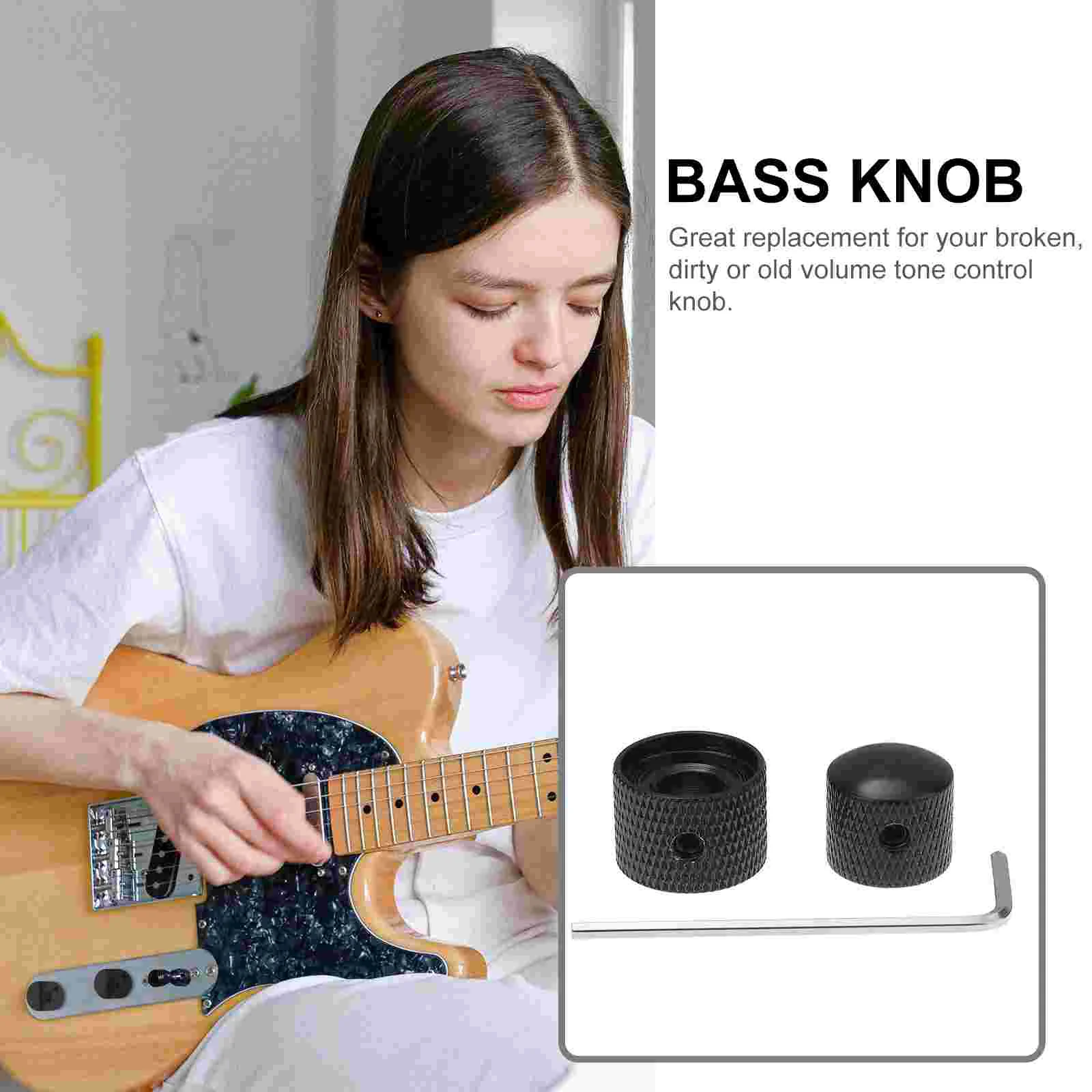 Dual Concentric Volume Tone Blend Control Control Knobs Domed Knobs with Key for Electric Guitar Bass (Black)