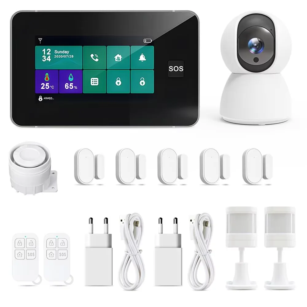 TALLPOWER G60 Wireless Home Alarm System, 12 Kits with 4MP Surveillance Camera, Siren, Sensors, 2.4G WiFi, Smart Life/Tuya App