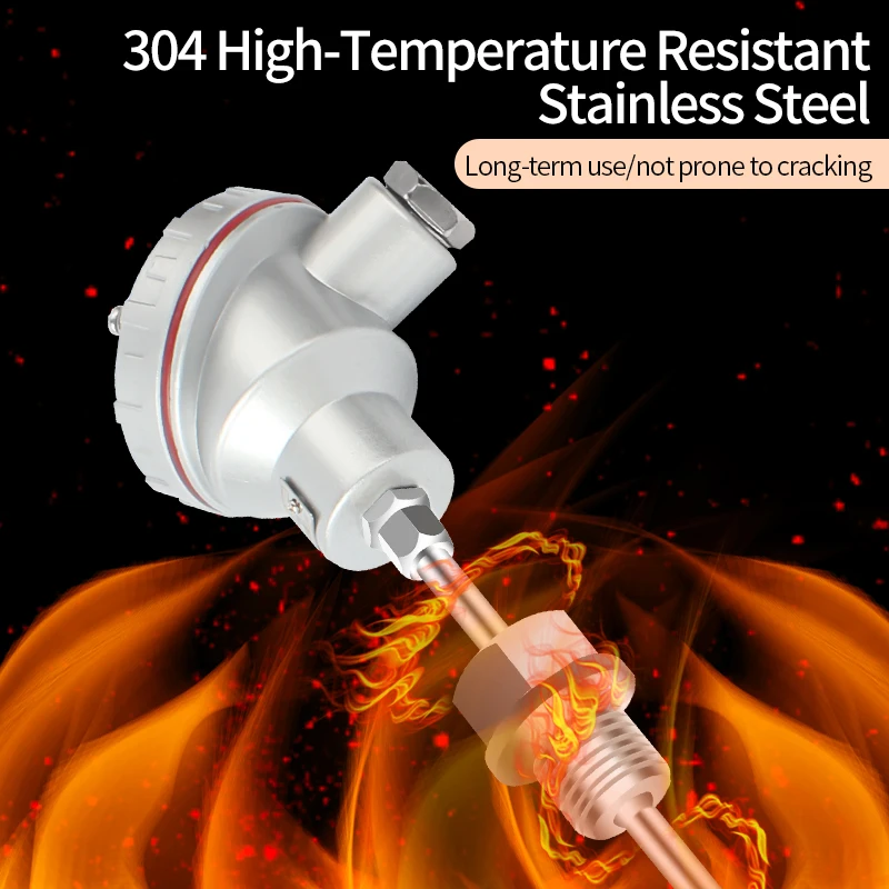 

PT100 Armored Temperature Sensor 100C 200C Temperature Transmitter 4-20mA G1/2 G1/4 Temperature Transmitter