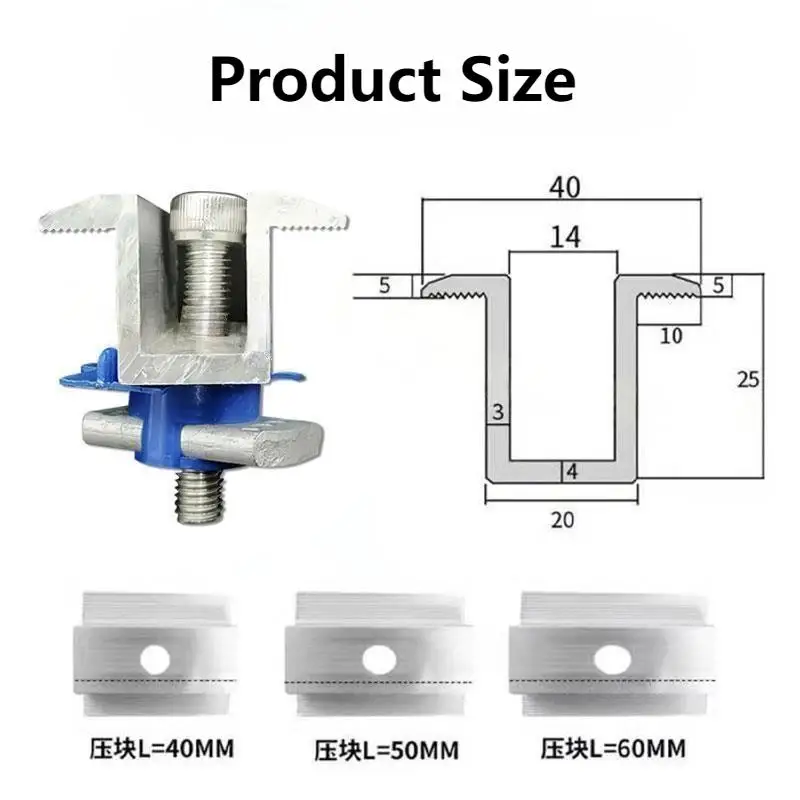 

Solar Panel Mounting Brackets 30-45mm 10PCS Solar Rail End Clamps Aluminum Solar Mid Clamps Adjustable Grounding Clamp