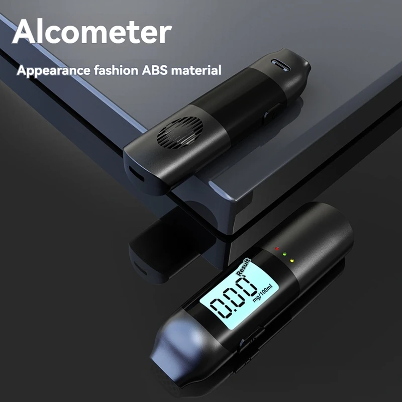 Digital Alcohol Tester USB Rechargeable High Precision Breathalyzer Alcometer LCD Display Professional Portable