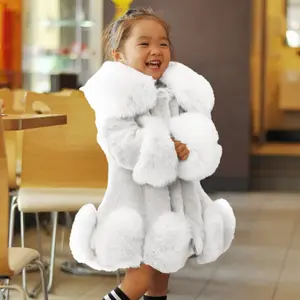 Fayx Fur girls Faux Fur Coat Warm Winter Jacket For Teens With Hood
