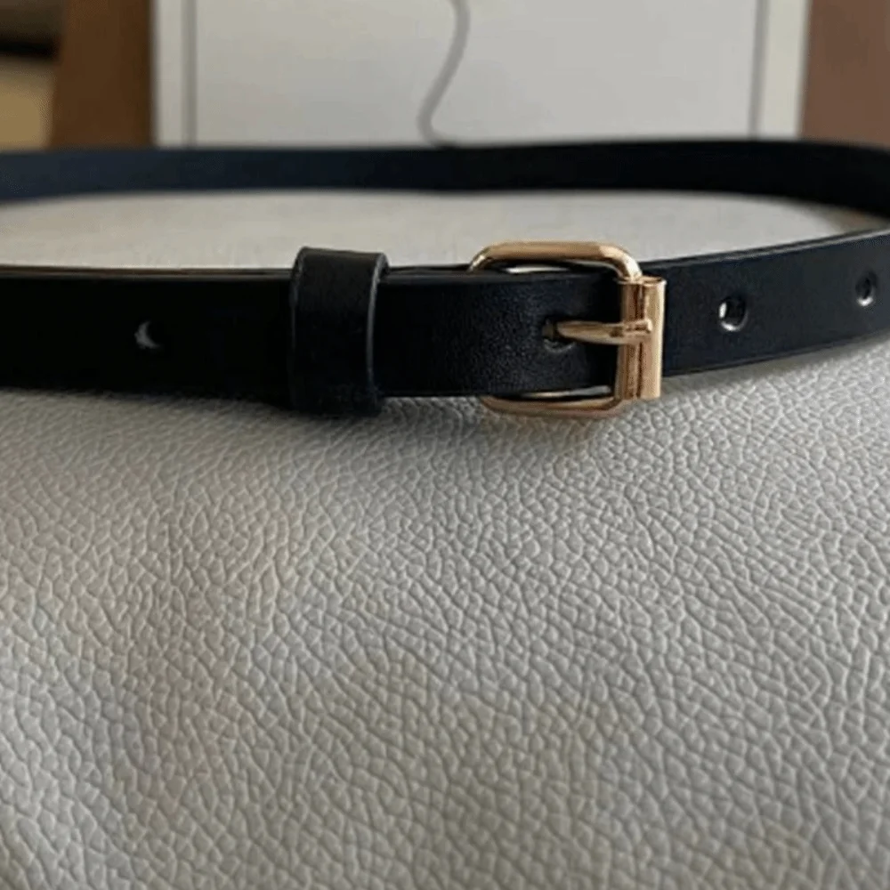 Metal Buckle Leopard Pattern Belt PU Leather Slim Side Thin Waist Belt Jeans Decor Korean Style Dress Decoration Ladies/Girls