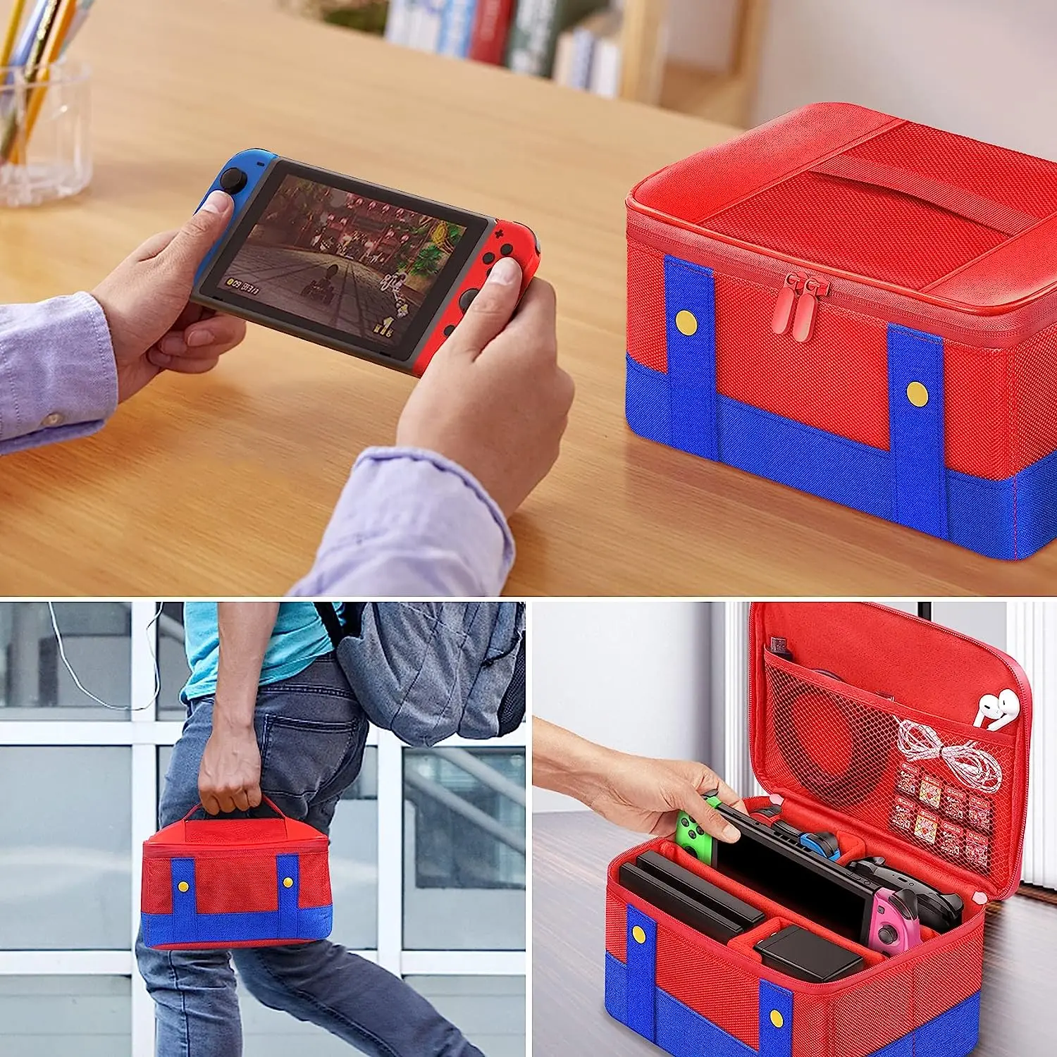 Imagen 6: Estuche de Transporte para Switch 2, Estuche de Almacenamiento Compatible con Nintendo Switch 2/Switch/OLED/Lite, Funda Protectora de Viaje de Carcasa Blanda