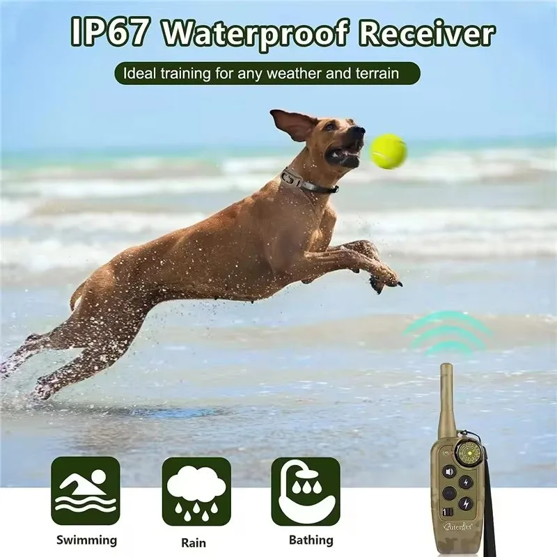 Pet Bark Stopper Dog Training Collar 2000 ft Remote Control for Dogs 10-100 lbs Waterproof Rechargeable Pet Bark Stopper