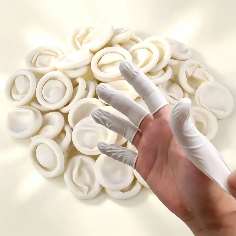 20/100PCS Anti‑static Latex Finger Cots, Non‑slip Disposable Rubber Fingertip Protectors for Industrial Use