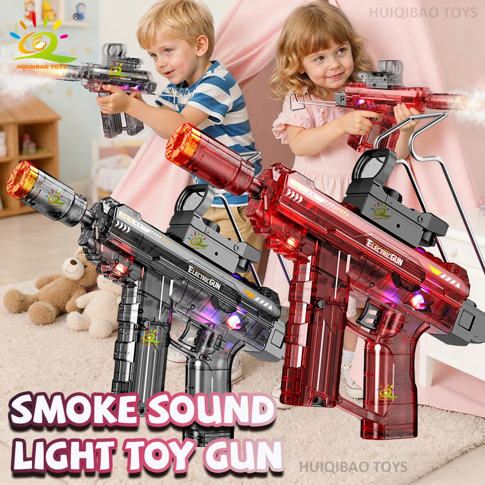 HUIQIBAO UZI Elektryczny pistolet maszynowy z diodami LED, automatyczny pistolet wystrzeliwujący dym, zabawka z czujnikiem automatycznym, pistolet z diodami, prezent dla dorosłych