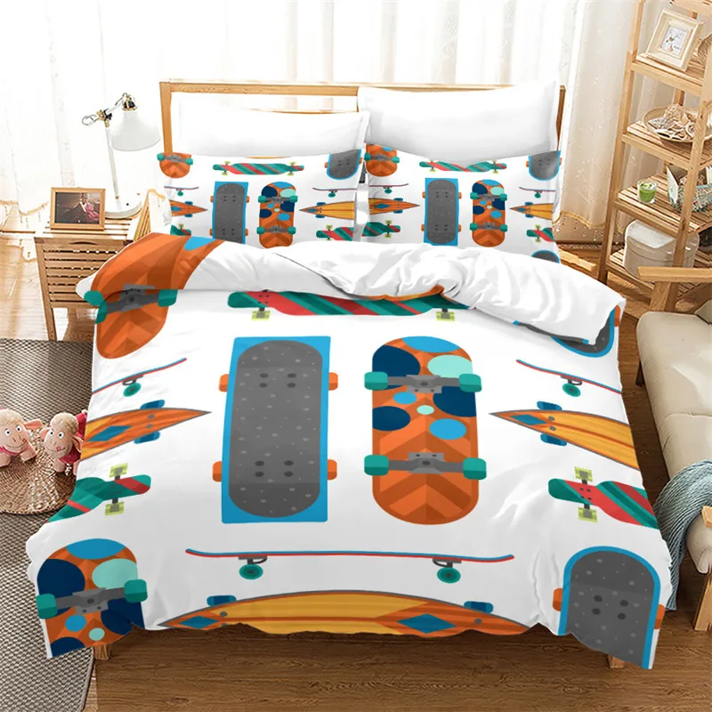 

Skateboard Duvet Cover Microfiber Extreme Sports Game Bedding Set Astronaut Spaceman Skateboard Quilt Cover For Boys Teen Boys