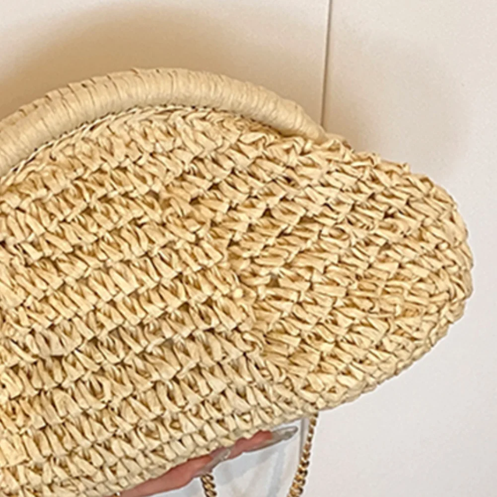 

Women Straw Crossbody Bag Large Capacity Stylish Solid Color Summer Beach Shoulder Bag Handbag Boho Woven Bag