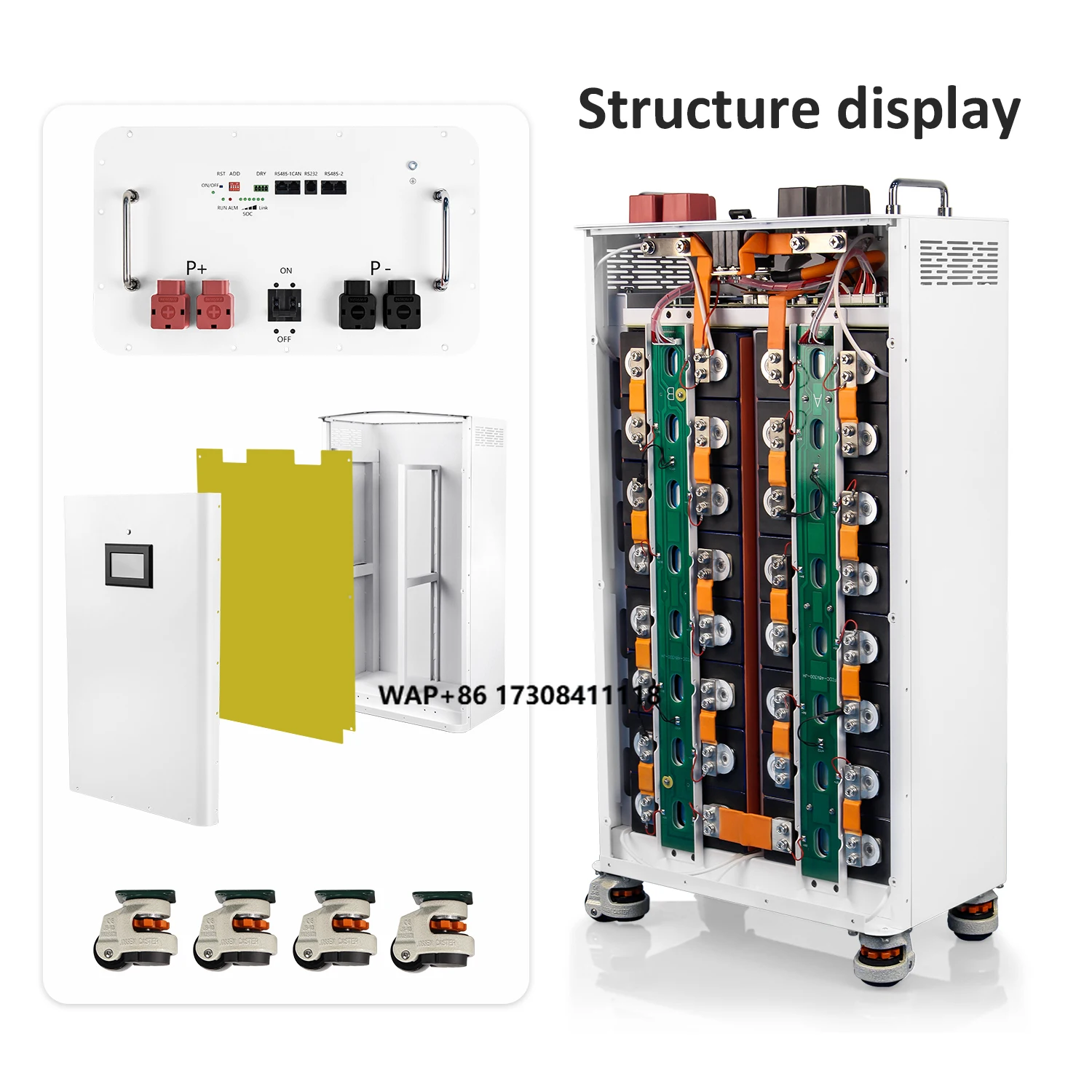 Vertical 51.2V 15kwh 16kWh Home Energy Storage System 300Ah Lithium Ion Lifepo4 Solar Power Hybrid Grid CAN Home Floor Storage