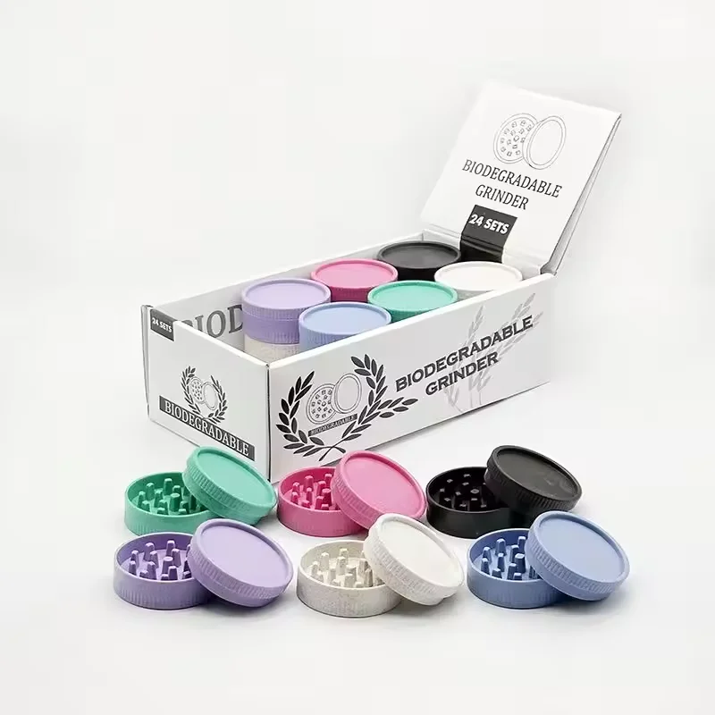 

24Pcs Herbal Crusher Degradable Plastics 55MM 2 Layer Dry Herb Grinders for Smoking Tobacco Grinder Kitchen Spice Mill Tools