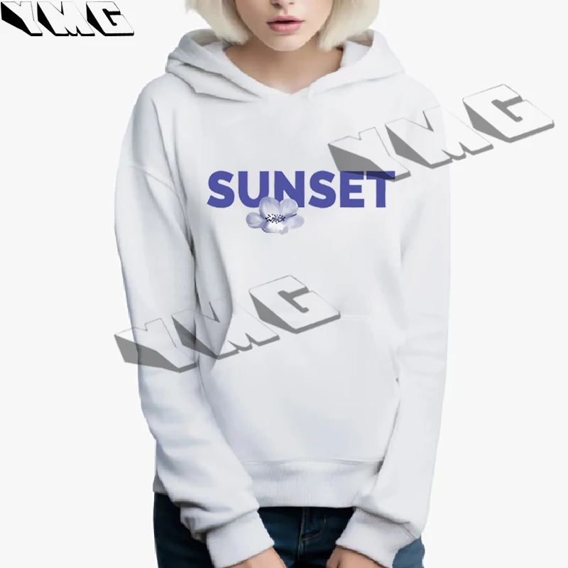 

Women's sports shirt casual long sleeved letter flower print thick cotton hooded sweatshirt oversized loose streetwear pullover