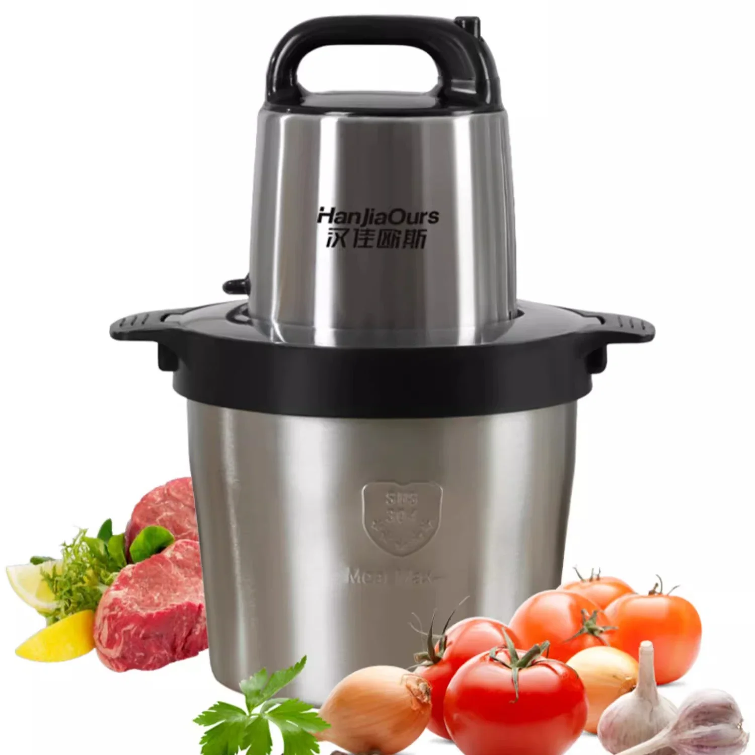 Large Capacity Commercial Meat Grinder, Continuous Grinder for Minced Vegetables, Minced Meat, Peppers and Dough Kneading