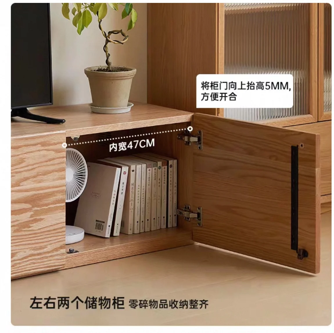 Factory direct sales all solid wood TV cabinet oak floor locker small apartment living room floor cabinet log TV cabinet