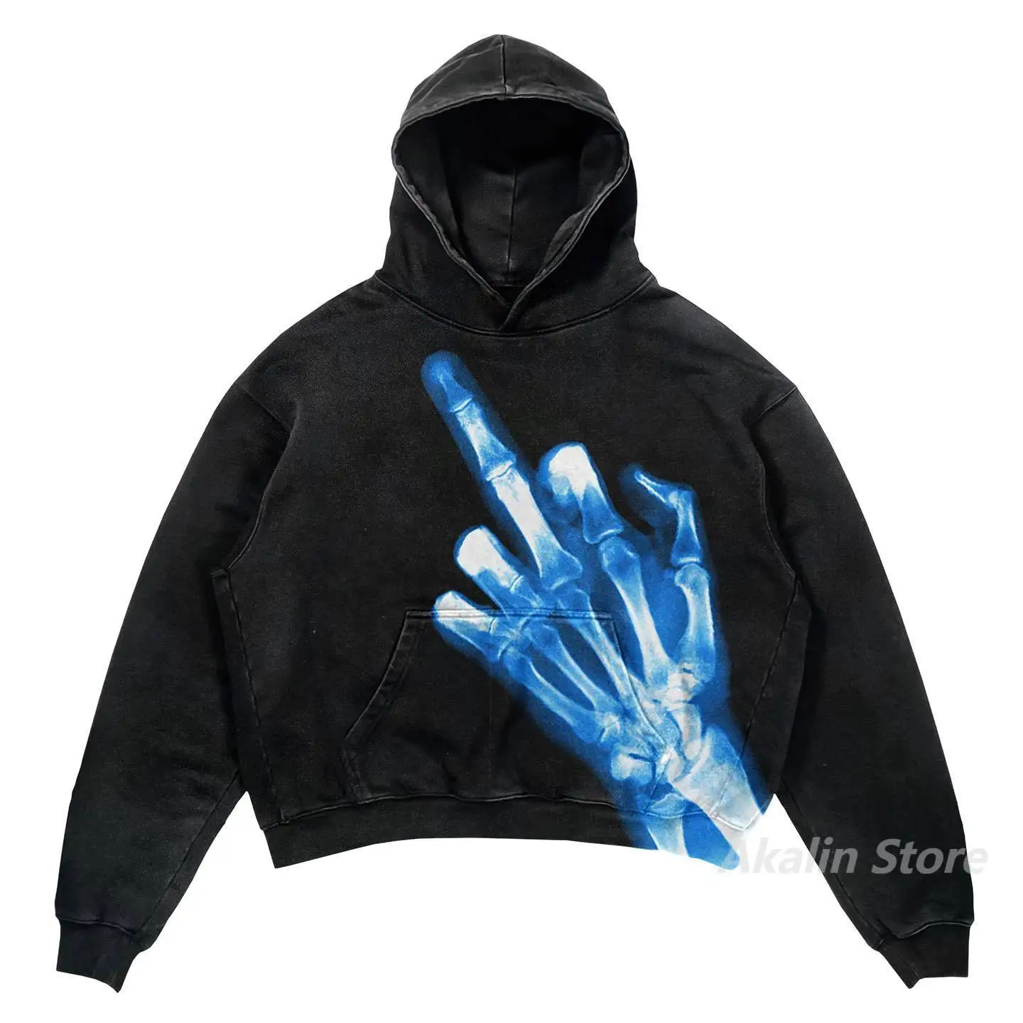 American style Skull hand Printing Hoodies Women Oversized harajuku streetwear women Tops Couples Sweatshirt Goth Y2k Clothes