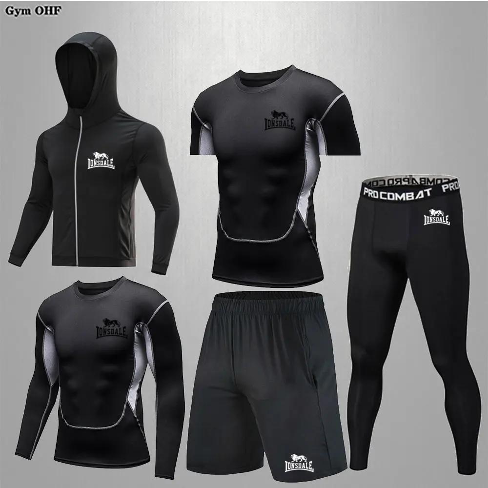 Man Compression Sports Suit Quick Drying Perspiration Fitness Training MMA Kit Rashguard Male Sportswear Jogging Running Clothes