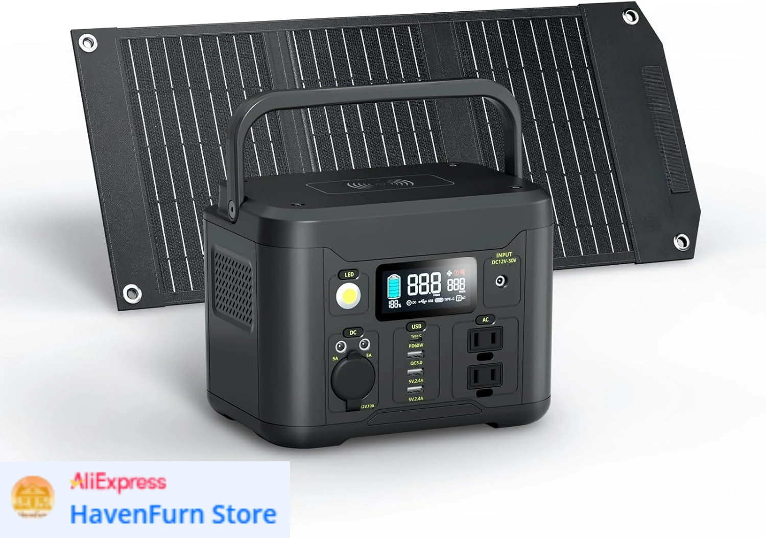 

Солнечный генератор 330 Вт с солнечной панелью 20 Вт, быстрый выход PD, литиевая батарея 227 Вт·ч, портативная электростанция на солнечной энергии 120 В, чистая синусоидальная волна