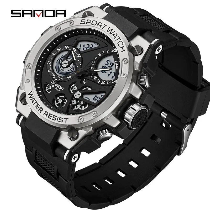 Sanda 9020 G Style Men Date Military Sports Watches Waterproof Electronic Wristwatch Orologio Da UomoMen's Watch Multi-Function