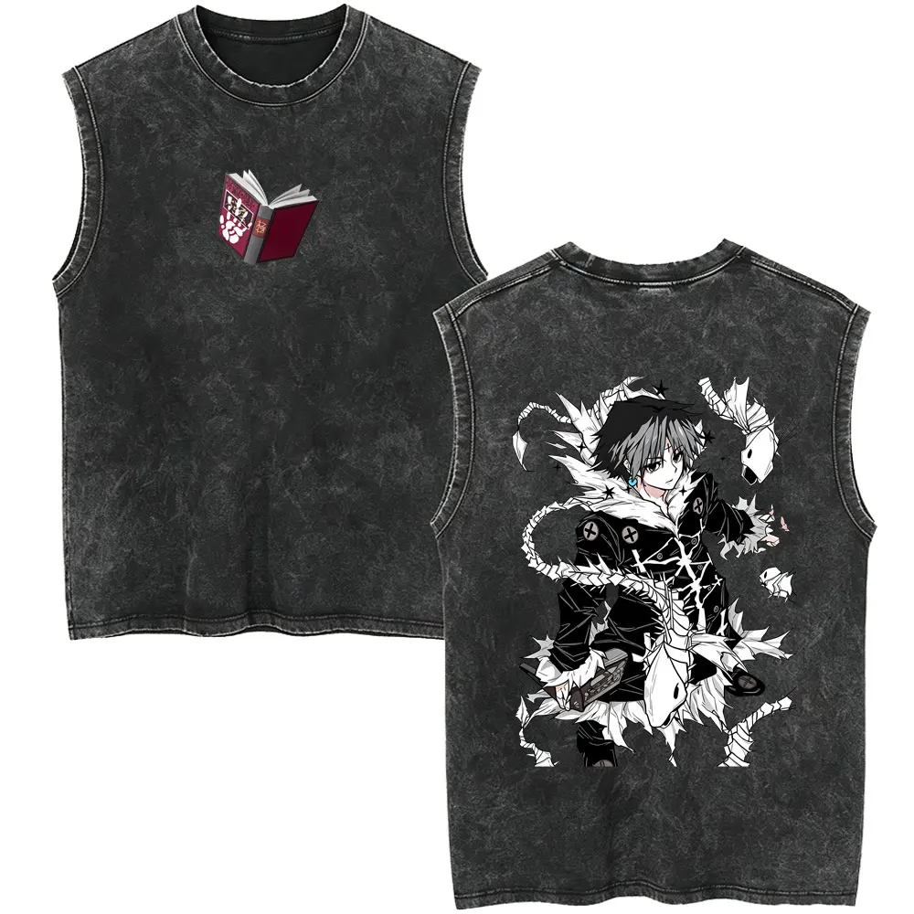 Anime Hunter X Hunter Phantom Troupe Chrollo Lucilfer Vintage Washed Tank Tops Men Women Cartoon Manga Sleeveless Vest T-shirt