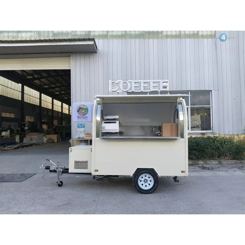 Mobile Food Trailer Outdoor Street Vending Fast Food Cart Customized Stainless Steel With Full Kitchen Stove Ventilation System