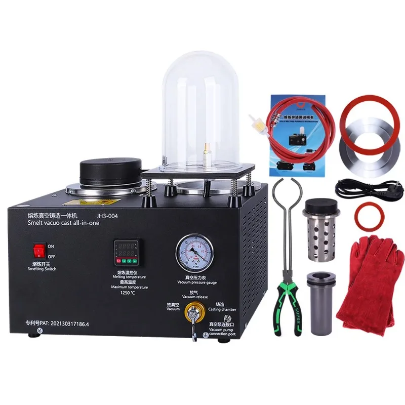 3-in-1 Jewelry Casting Machine Vacuum and Melting Equipment Refining Precious Metal Jewelry Casting Tool 1kg 220V/110V 1800W
