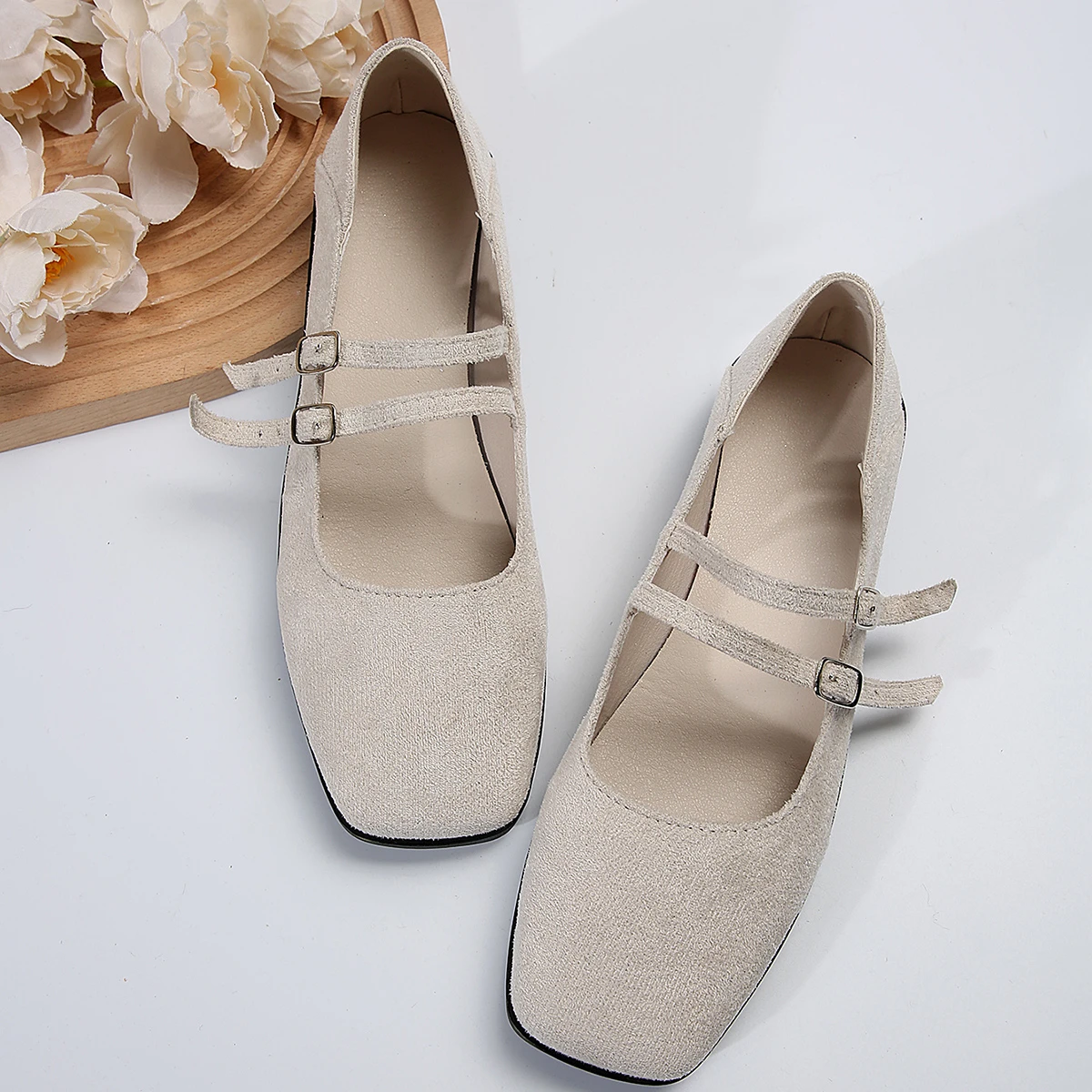 Square Toe Women Mary Jane Shoes Fashion Shallow Ladies Casual Soft Sole Flats 2024 Spring Women's Comfort Ballerinas Shoes