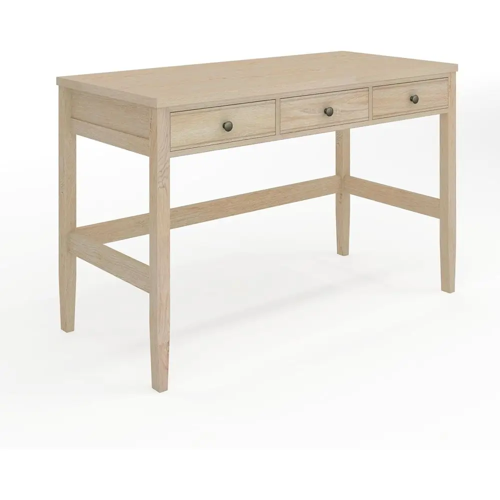 

Стол для домашнего офиса с 3 ящиками и коническими ножками из светлой натуральной фурнитуры из античной бронзы