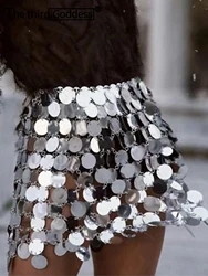 Sexy y2k see through metal sequin mini skirt women Summer beach club party skirt pencil skirts woman 2026 rave festival clothing